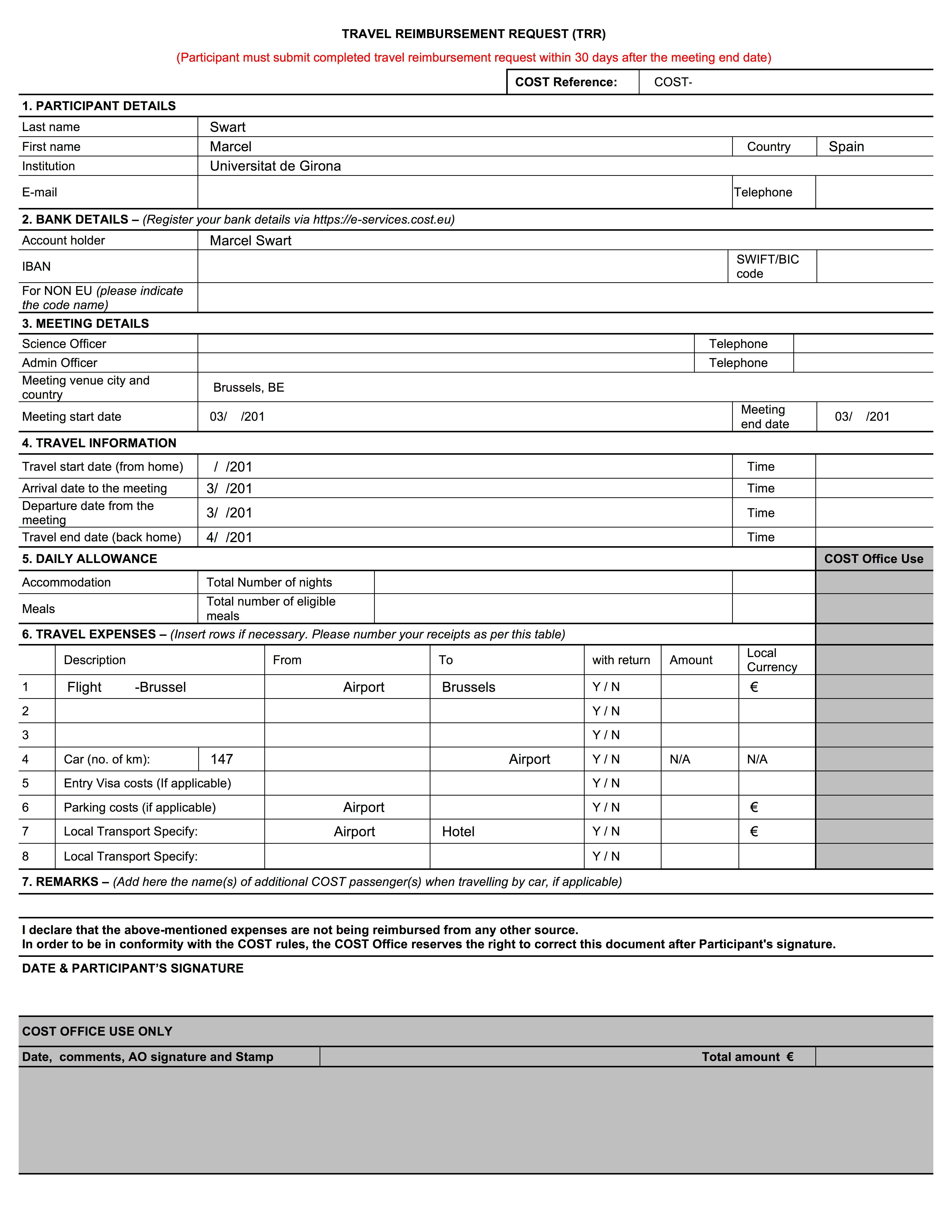 TRR form